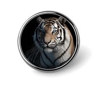 Round Animal Tiger Brooch Classic Mini Pin 1 Inch Aluminum Alloy Lapel Pin Personalized Button Badge for Backpack Hat Suit Jacket Clothing Decoration