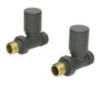 Round Anthracite Straight Valves Designer Bathroom Radiator Valves Chrome Heated Towel Rail Pair Straight Angled