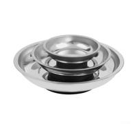 Round Anti-Scratch Steel Bowl Parts Tray Magnetic Set with Strong Workshop Magnet and PVC Base Bottom for Garage Stainless Storage of Screws Bolts Nuts Washers (A)