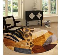 Round Anti-slip Rug 60 cm Animals Texture Patchwork Washable Round Carpet, Abstract Art Soft Low Pile Circle Area Rug for Kitchen Entryway Laundry Living Room Dining Room