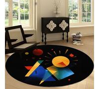 Round Anti-slip Rug 60 cm Geometric Planet Sun Washable Round Carpet, Abstract Space Soft Low Pile Circle Area Rug for Kitchen Entryway Laundry Living Room Dining Room