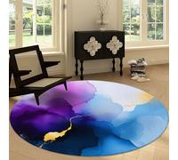 Round Anti-slip Rug Abstract Colorful Texture Washable 90 cm Round Carpet, Watercolor Marble Soft Low Pile Circle Area Rug for Kitchen Entryway Laundry Living Room Dining Room
