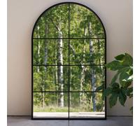 Round Arch Garden Mirror Metal Frame Glass Illusion Mirror 180cm Primrose Black One Size