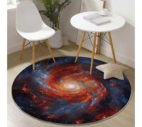 Round Area Rug 100 cm Soft Circle Carpet Non Slip Washable Nature Universe Galaxy Printed Theme Floor Round Rugs for Living Room Bedroom Nursery Swing Chair Bed Side, Red Blue