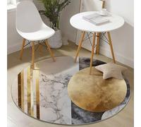 Round Area Rug 100 cm, Soft Fluffy Non-Slip Washable Circle Carpet with Elegant Circle Marble Print, for Living Room Bedroom Nursery & Entryway, Grey