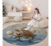 Round Area Rug 100 cm Vintage Turtle Shell Washable Circle Rugs Bedroom Round Area Rug Short Pile Anti Slip Carpet Cream, for Dining Room Kids Room Hallway