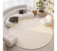 Round Area Rug 110cm, Modern geometry, beige Area Carpet For Living Room，Non Slip Washable Circle Rug For Living Room Bedroom Bedside Hall