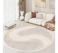 Round Area Rug 110cm, Modern geometry, beige Area Carpet For Living Room，Non Slip Washable Circle Rug For Living Room Bedroom Bedside Hall