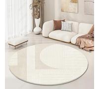 Round Area Rug 110cm, Modern geometry, beige Area Carpet For Living Room，Non Slip Washable Circle Rug For Living Room Bedroom Bedside Hall