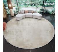 Round Area Rug 120 cm, Soft Fluffy Beige Circle Carpet, Short Pile Non Slip Washable Vintage Newspaper Distressed Print Round Rugs for Living Room Bedroom Coffee Table Entrance
