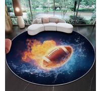 Round Area Rug 120 cm, Soft Fluffy Dark Circle Carpet, Short Pile Non Slip Washable Surreal Sports Leisure Rugby Round Rugs for Living Room Bedroom Coffee Table Entrance