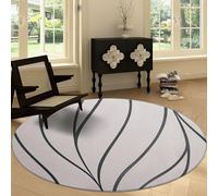 Round Area Rug 120 cm, Washable Bathroom Abstract Art Non-Slip Large Circle Rugs for Bedroom Throw Soft Spiral Geometric Stripes Print Carpet for Entryway Sofa Living Room