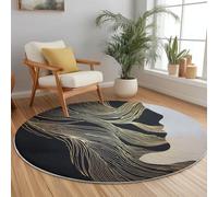 Round Area Rug 120 cm Washable NonSlip Abstract Design with Long Hair Woman Profile Soft Colorful Flannel Carpet for Bedroom Living Room and Office Decor