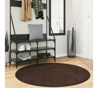 Round Area Rug 120cm Brown 100% Polyester Soft Fluffy Non-Slip Machine Washable
