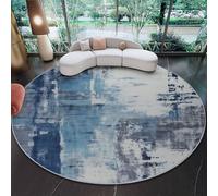 Round Area Rug 160 cm, Antique Abstract Lines Floor Rug, Machine Washable Carpet Floor Mat, Non Slip Soft Circle Carpet for Bedroom Living Room Kitchen Home Decor, Blue Gray