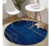 Round Area Rug 160 cm Soft Circle Carpet Non Slip Washable Minimalism Lines Geometry Printed Theme Floor Round Rugs for Living Room Bedroom Nursery Swing Chair Bed Side, Navy Blue