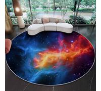 Round Area Rug 160 cm, Soft Fluffy Dark Circle Carpet, Short Pile Non Slip Washable Surreal Space Beautiful Stars Galaxies Round Rugs for Living Room Bedroom Coffee Table Entrance