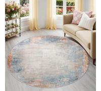 Round Area Rug 160 cm, Soft Non-Slip Nursery Area Rugs, Abstract Distressed Graffiti Washable Low Pile Playroom Carpet for Living Room, Boys & Girls Bedroom, Circular Floor Mat Beige