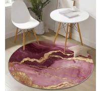 Round Area Rug 160 cm, Soft Non-Slip Nursery Area Rugs, Modern Abstract Washable Low Pile Playroom Carpet for Living Room, Boys & Girls Bedroom, Circular Floor Mat Pink Marble Texture Lines