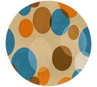 Round Area Rug 180 cm Abstract Geometric Bubble Pattern Washable Circle Rugs Bedroom Round Area Rug Short Pile Anti Slip Carpet Beige, for Dining Room Kids Room Hallway