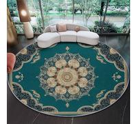 Round Area Rug 180 cm, Soft Fluffy Multicolored Circle Carpet, Short Pile Non Slip Washable Persian Style Exquisite Symmetrical Floral Round Rugs for Living Room Bedroom Coffee Table Entrance