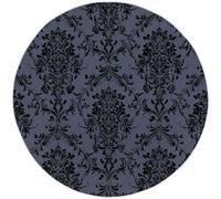 Round Area Rug, 180cm Grey Soft Circle Carpet, Machine Washable Non Slip Hallway Floor Mat, Victorian Geometric Damask Pattern Round Rug for Living Room Bedroom Bathroom