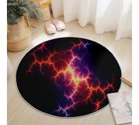 Round Area Rug 245 cm, Simple Abstract Lightning Printed Carpet, Modern Anti-Slip Rugs, Red Black Indoor Flannel Carpet, Washable Play Soft Mats for Nursery Room Playroom Bedroom Decor