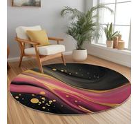 Round Area Rug 3D Fluid Marble Pattern 150 cm, Washable Living Room Round Carpet Non-Slip Stain Rug Pink Gray, For Bedroom Hall Kids Baby Room, Hallway Runners Carpet Mat