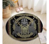 Round Area Rug 60 cm Modern Short Pile Non-Slip Carpet in Light Brown, Vintage Country Western Stars Design for Living Room Bedroom Office Decor