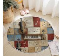 Round Area Rug 60 cm Modern Short Pile Non-Slip Carpet in Light Brown, Vintage Country Western Stars Design for Living Room Bedroom Office Decor