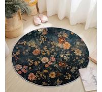 Round Area Rug 60 cm Modern Short Pile Non-Slip Carpet in Light Brown, Vintage Country Western Stars Design for Living Room Bedroom Office Decor
