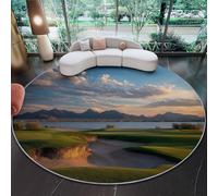 Round Area Rug 60 cm, Soft Fluffy Multicolored Circle Carpet, Short Pile Non Slip Washable Photography Landscapes Mountains Meadows Lakes Round Rugs for Living Room Bedroom Coffee Table Entrance