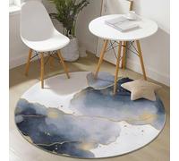 Round Area Rug 80 cm Soft Circle Carpet Non Slip Washable Abstract Lines Clouds Marble Printed Theme Floor Round Rugs for Living Room Bedroom Nursery Swing Chair Bed Side, Gray Yellow