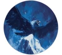Round Area Rug 80 cm Washable Bathroom Non-Slip Small Circle Rugs for Bedroom, Abstract Eagle Iceberg Print Short Pile Soft Carpet for Entryway Sofa Living Room Kids Room Decor, Navy