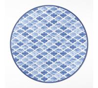 Round Area Rug 90 cm/35,4 inch PVC Medium Vinyl Mat Hand Washable for Living Room and Kitchen Floor Covering and Protection Interior Home Decor Waterproof - Mediterranean mosaic