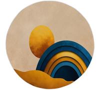 Round Area Rug 90 cm Astro Art Bohemian Rainbow Washable Circle Rugs Bedroom Round Area Rug Short Pile Anti Slip Carpet Cream, for Dining Room Kids Room Hallway