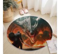 Round Area Rug 90 cm Modern Short Pile Non-Slip Carpet in Colorful, Fantasy Tree Of Life Design for Living Room Bedroom Office Decor
