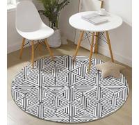 Round Area Rug 90 cm Soft Circle Carpet Non Slip Washable Minimalism Geometry Triangle Printed Theme Floor Round Rugs for Living Room Bedroom Nursery Swing Chair Bed Side, White Black