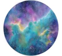 Round Area Rug, 90cm Purple Soft Circle Carpet, Machine Washable Non Slip Hallway Floor Mat, Watercolor Beautiful Stars Clouds Pattern Round Rug for Living Room Bedroom Bathroom