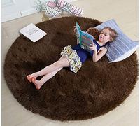 Round Area Rug Carpets for Bedroom Modern Indoor Ultra Soft Plush Fluffy Rugs Cute Cozy Area Rugs for Bedroom Living Room Girls (Brown,80 X 80 CM)