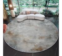 Round Area Rug Diameter 100 cm, Machine Washable Carpet Grey Circle Rug Soft - Romanticism Abstraction Shabby Chic Low-Pile Rugs with Non-Slip Backing for Living Room Bedroom Home Décor