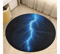 Round Area Rug for Bedroom 2.5' Ultra Thin 0.2" Blue Lightning Floor Carpet Coral Velvet Low Pile Non-Slip Circular Mat for Nursery Room Entryway Dorm Home Decor Aesthetic