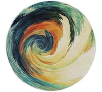 Round Area Rug for Bedroom, 210 cm Washable Kids Rug for Baby Nursery, Non-Slip Circle Carpet Abstract Swirls for Teen Dorm Playroom Tent, Green Orange