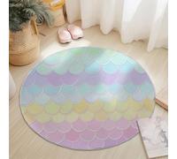 Round Area Rug for Girls Bedroom, 150 cm Washable Kids Rug for Baby Nursery, Non-Slip Circle Carpet Cartoon Autumn Dwarves Pumpkins for Teen Dorm Playroom Tent, Orange Color