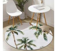 Round Area Rug for Girls Bedroom, 150 cm Washable Kids Rug for Baby Nursery, Non-Slip Circle Carpet Watercolor Elegant Coast for Teen Dorm Playroom Tent, Light Blue