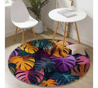 Round Area Rug for Girls Bedroom, 180 cm Washable Kids Rug for Baby Nursery, Non-Slip Circle Carpet Abstract Graffiti Monkey for Teen Dorm Playroom Tent, Colorful