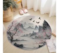 Round Area Rug for Girls Bedroom, 180 cm Washable Kids Rug for Baby Nursery, Non-Slip Circle Carpet Animal Otter for Teen Dorm Playroom Tent, Grey