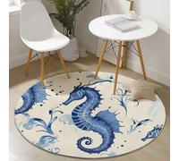Round Area Rug for Girls Bedroom, 210 cm Washable Kids Rug for Baby Nursery, Non-Slip Circle Carpet Modern Luxury Leaves for Teen Dorm Playroom Tent, Emerald Green