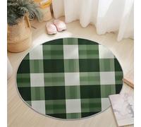 Round Area Rug for Girls Bedroom, 210 cm Washable Kids Rug for Baby Nursery, Non-Slip Circle Carpet Simple Wave Squares for Teen Dorm Playroom Tent, Black White