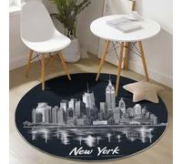 Round Area Rug for Girls Bedroom, 245 cm Washable Kids Rug for Baby Nursery, Non-Slip Circle Carpet Modern Pink Roses for Teen Dorm Playroom Tent, Pink Black
